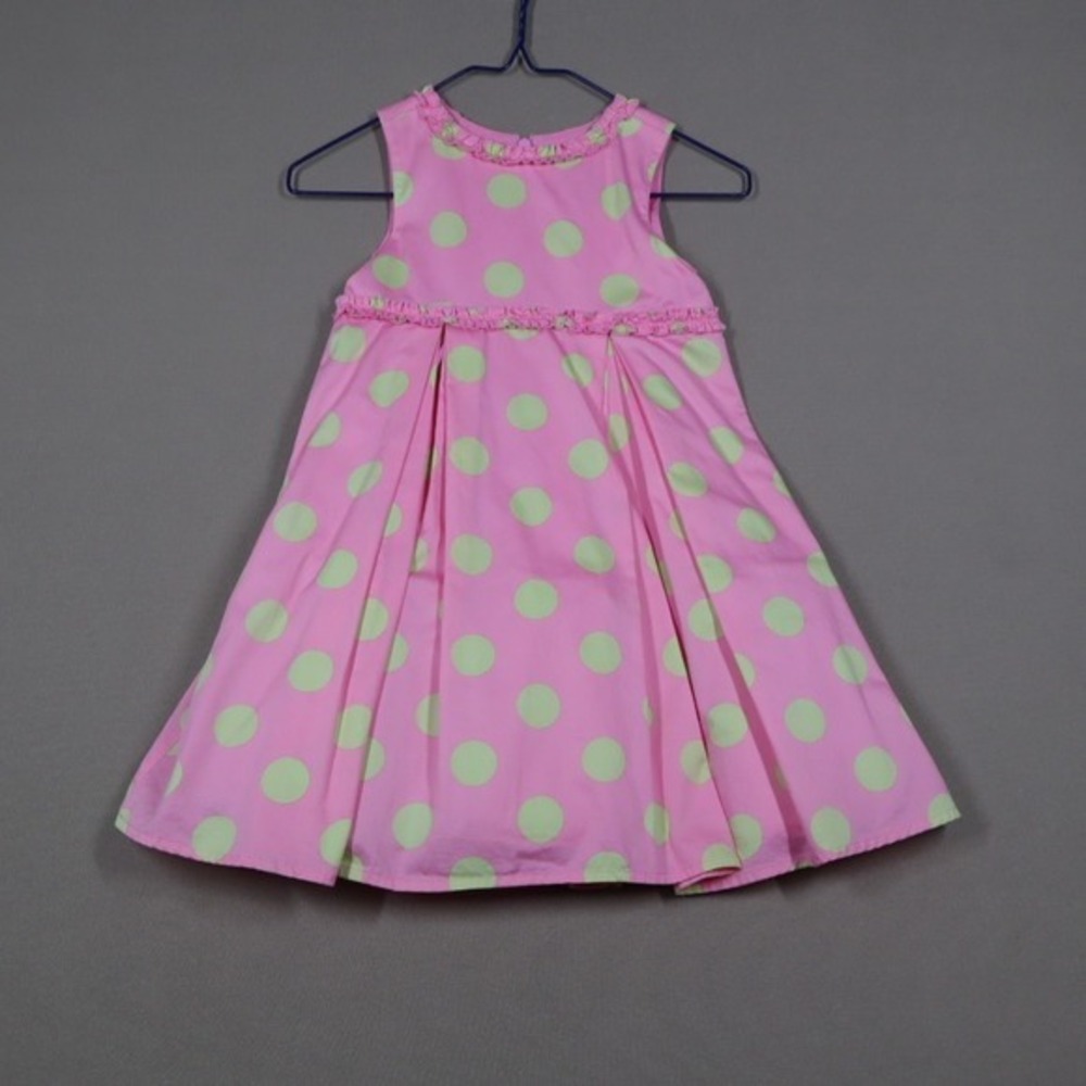 Polkatots Vintage Little Girls Pink Polka Dot Dress - Size 2T